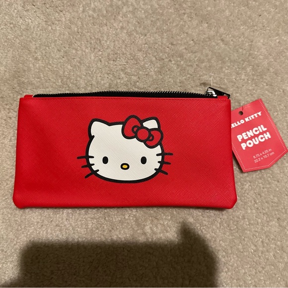 Sanrio Other - hello kitty sanrio pencil stationary makeup cosmetics pouch zip up red bow